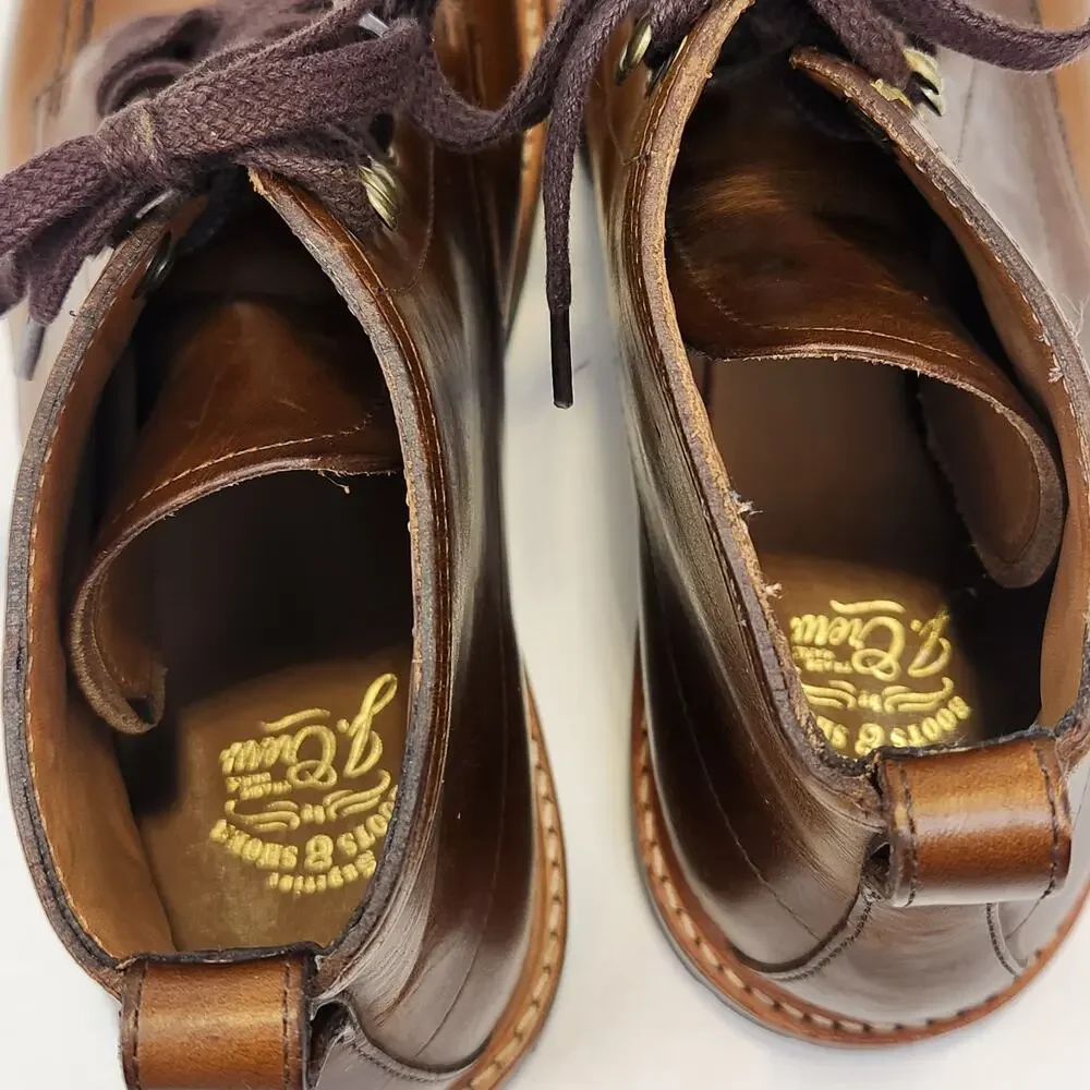 J Crew Kenton Pacer Brown Leather Carpenter Boots Men Size 8.5 Lace Up Ankle